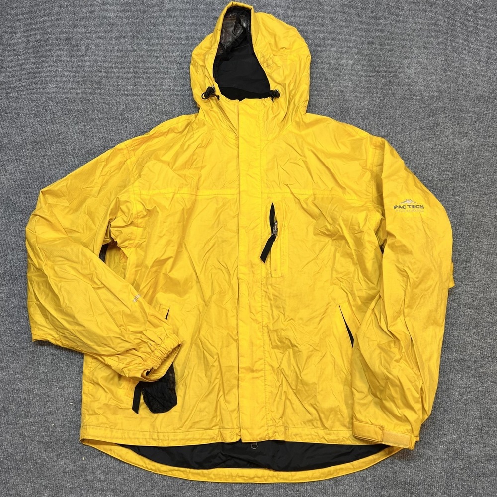 Pacific Trail PacTech Jacket Mens XL Yellow Hooded Waterproof Windbreaker Hiking